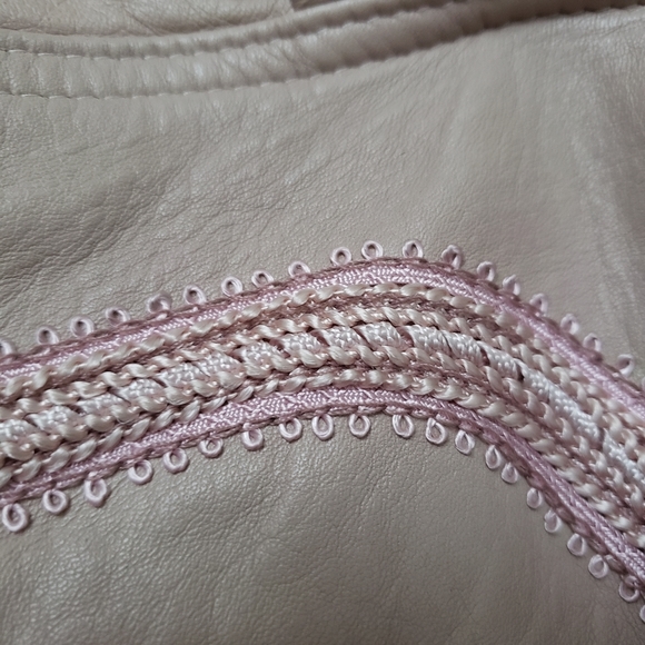 LUXURY VINTAGE Dominic Bellissimo Genuine Leather Dusty Rose Dress - Picture 9 of 16